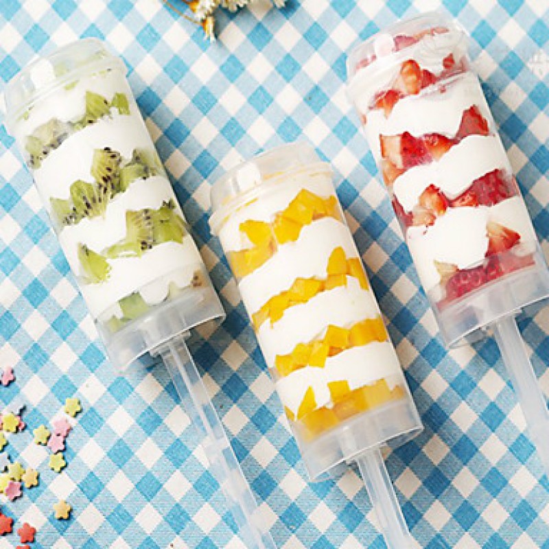 10PCS Push Cake Tube Push Up Containers With LidsEmpty Cupcake Shooters with Lid +10 Tags Paster