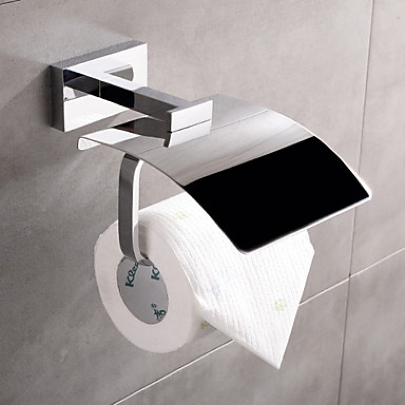 Contemporary Chrome Finish Brass Wall Mounted Toilet Paper Holder