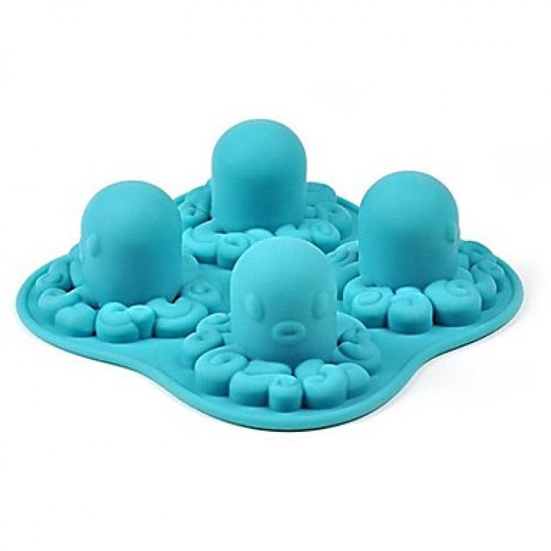 Cartoon Octopus Pattern Ice Mould Silicone Ice Cubes (Random Color) , Silicone 5.2"x5.2"x1.56"