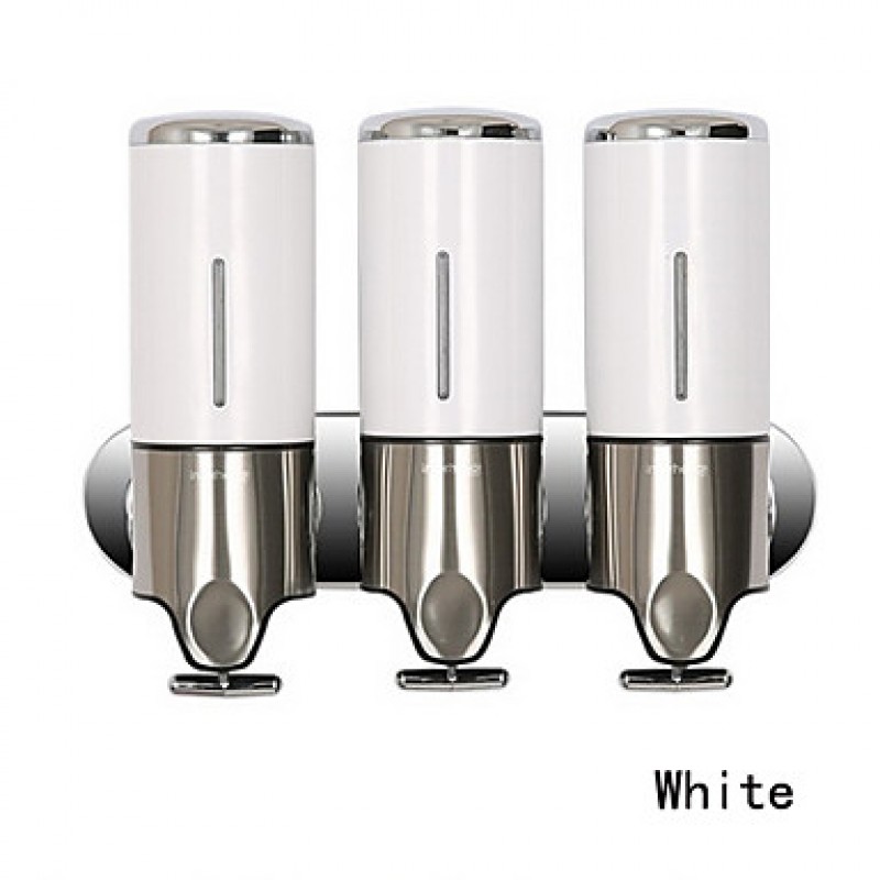 Set of 3 Wall-Mounted Bathroom and Kitchen Soap and liquid Dispenser Holder Stainless Steel