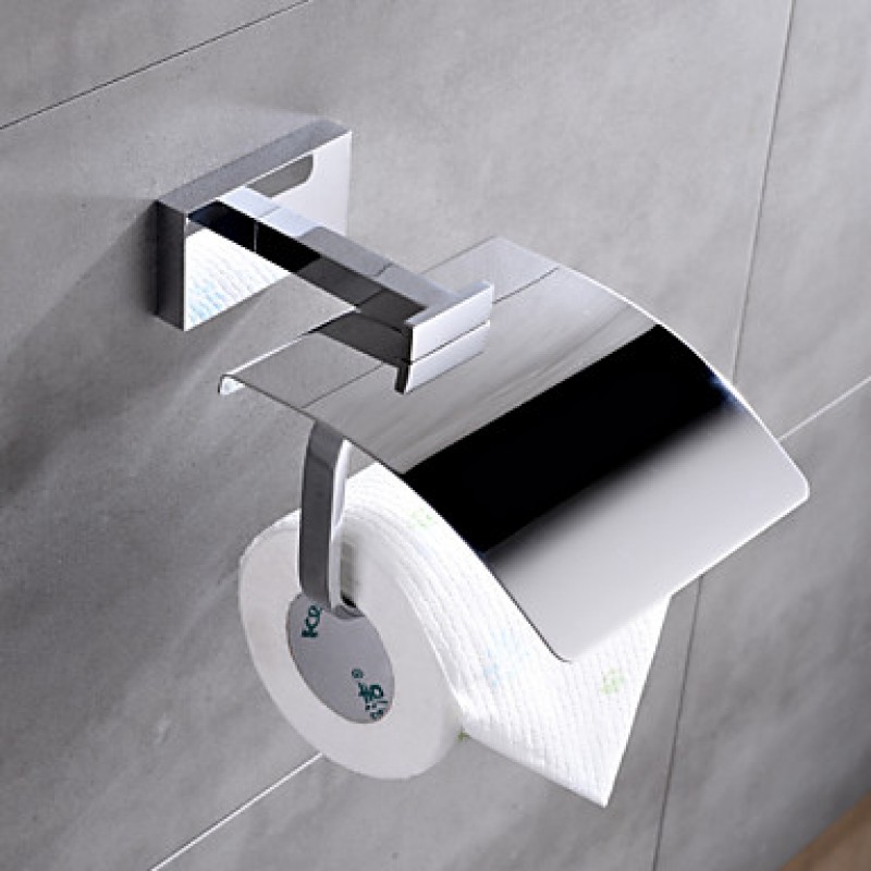 Contemporary Chrome Finish Brass Wall Mounted Toilet Paper Holder