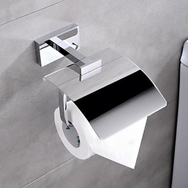 Contemporary Chrome Finish Brass Wall Mounted Toilet Paper Holder