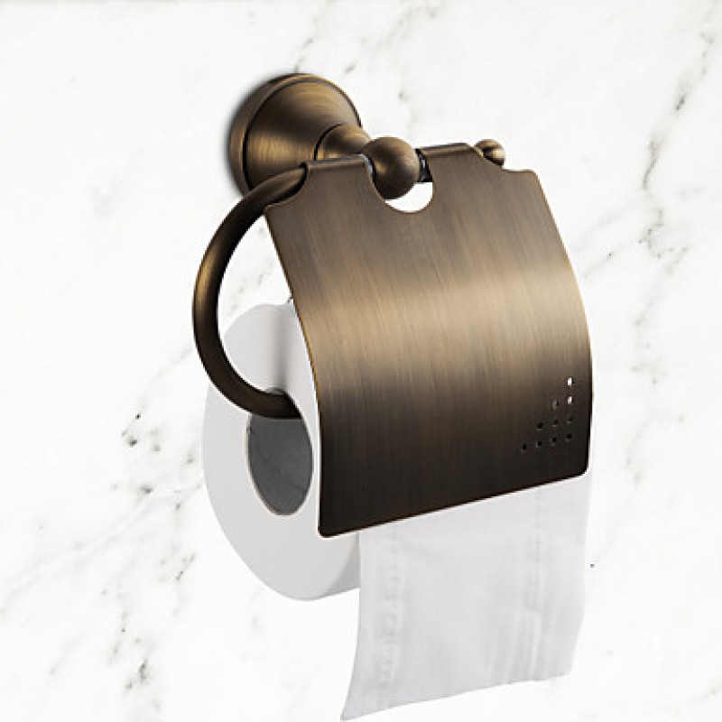 Toilet Paper Holder Antique Brass Wall Mounted 75 x 195mm (2.95 x 7.68") Brass Antique