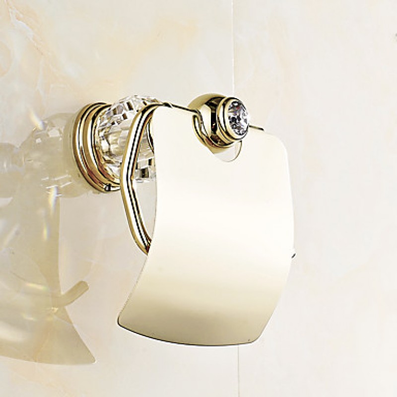 European Style Solid Brass Crystal Gold Bathroom Shelf Bathroom Toilet Paper Holders Bathroom Accessories