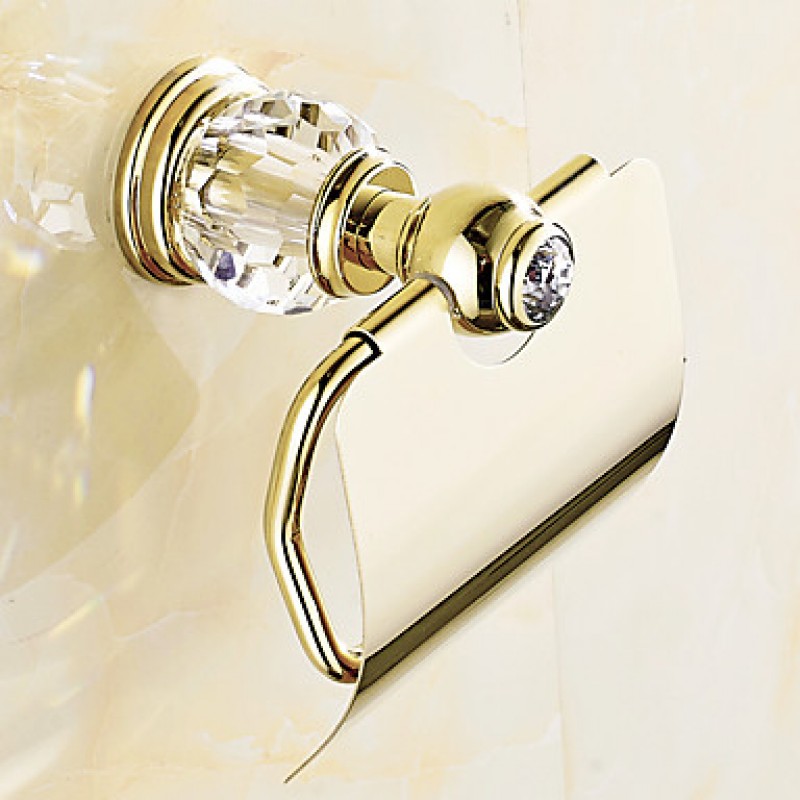 European Style Solid Brass Crystal Gold Bathroom Shelf Bathroom Toilet Paper Holders Bathroom Accessories