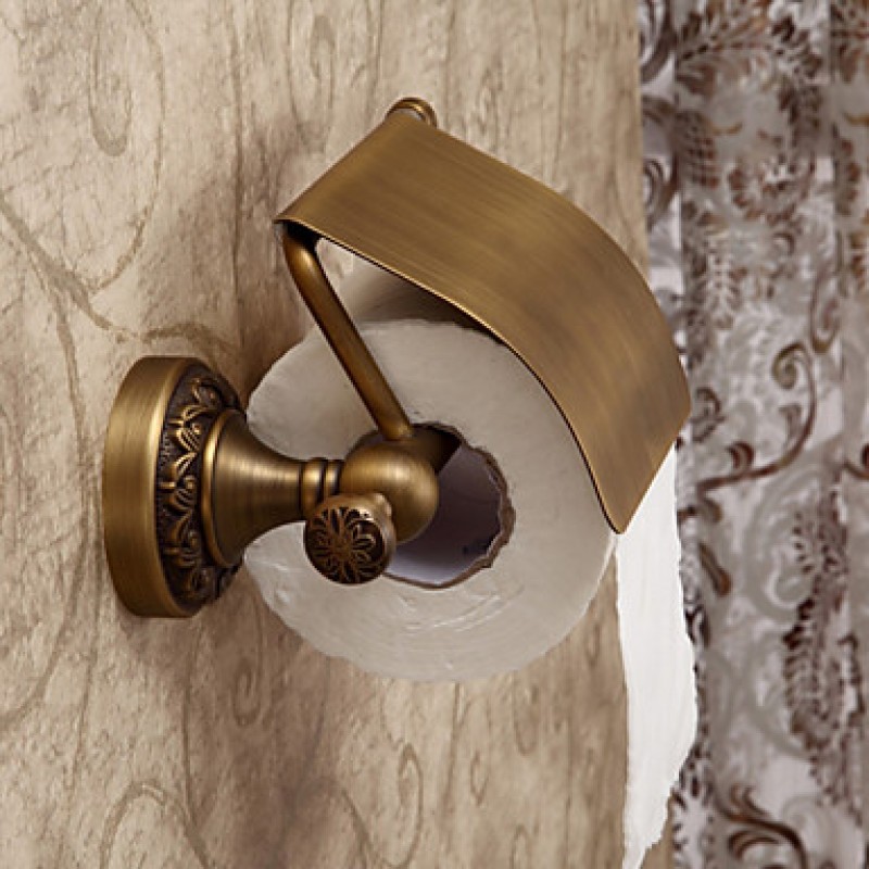 Toilet Paper Holder Antique Brass Wall Mounted 200 x 55 mm (7.87 x 2.16 ") Brass Antique