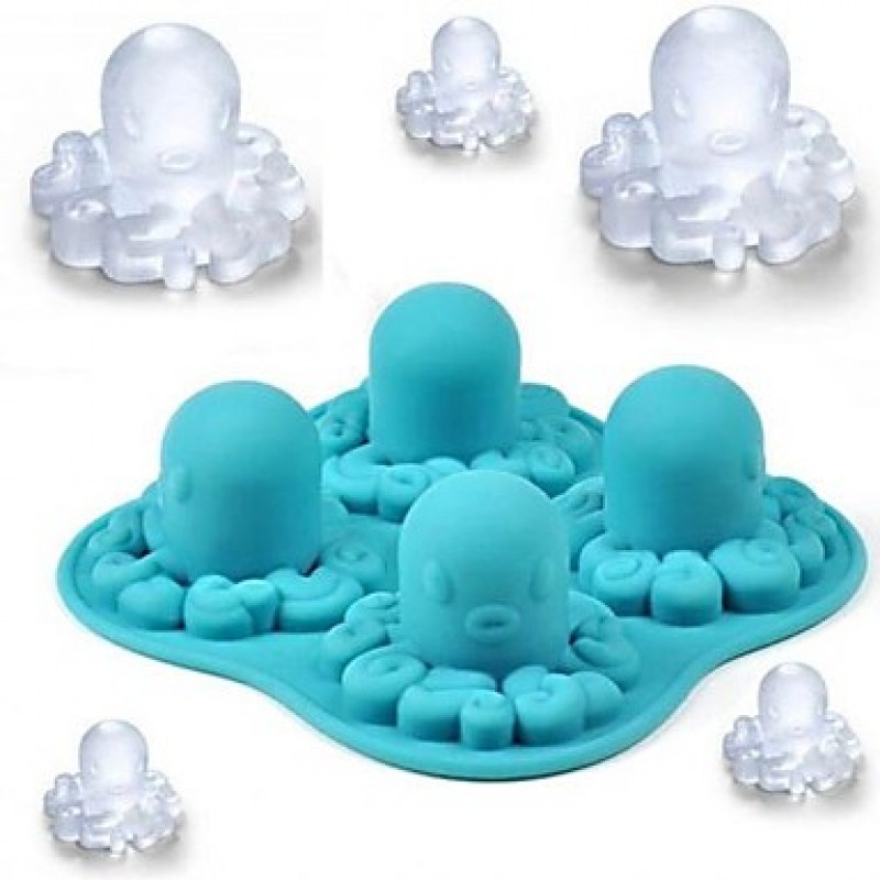 Cartoon Octopus Pattern Ice Mould Silicone Ice Cubes (Random Color) , Silicone 5.2"x5.2"x1.56"