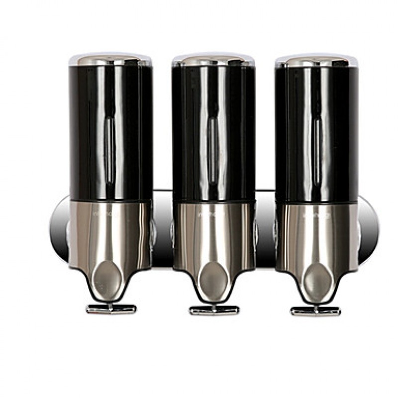 Set of 3 Wall-Mounted Bathroom and Kitchen Soap and liquid Dispenser Holder Stainless Steel