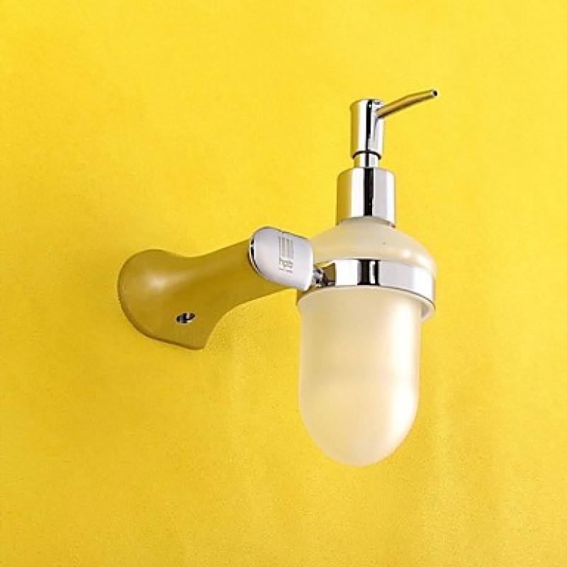  ,Soap Dispenser Chrome Wall Mounted 12*10.8*18.3cm(4.7*4.3*7.2 inch) Brass / Glass Contemporary