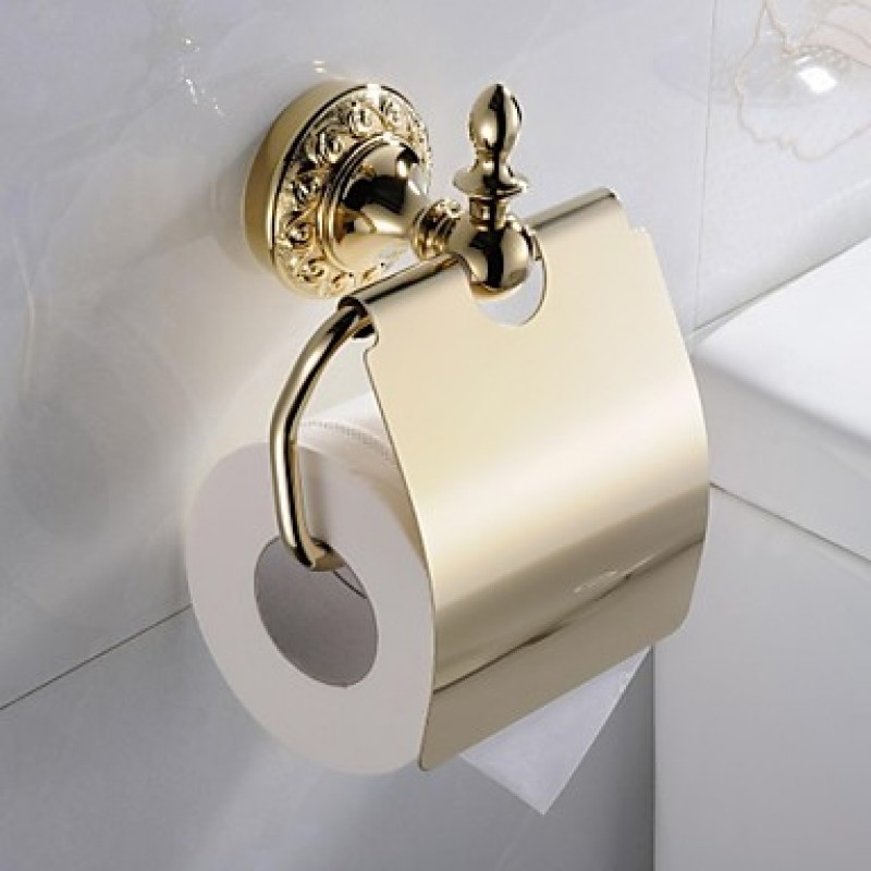 Toilet Paper Holder Ti-PVD Wall Mounted 13*6*17cm(5*2.3*6.7inch) Brass Antique