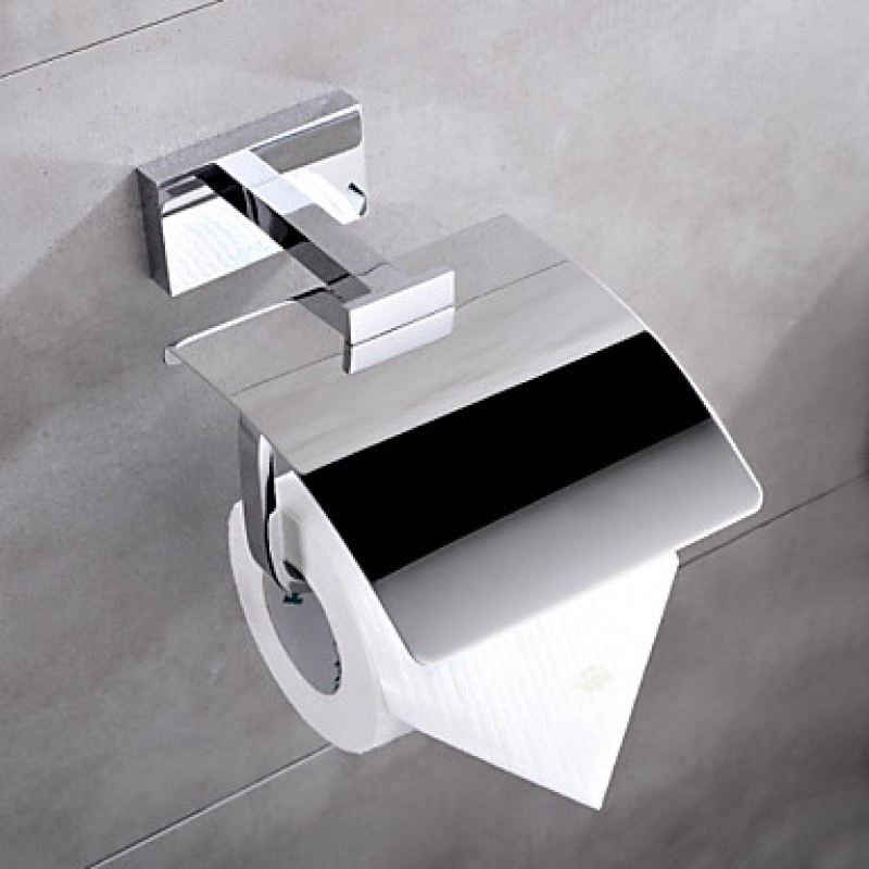 Contemporary Chrome Finish Brass Wall Mounted Toilet Paper Holder
