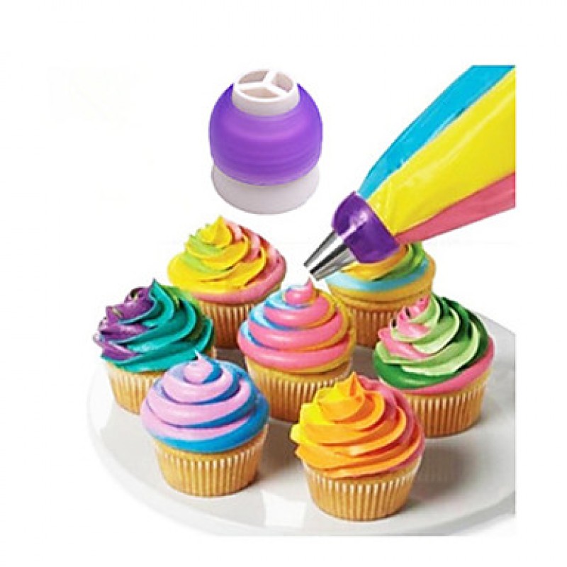 Three Colors Pastry Tube Transverter Connector Cake Crowded Mix Colour Cream tools