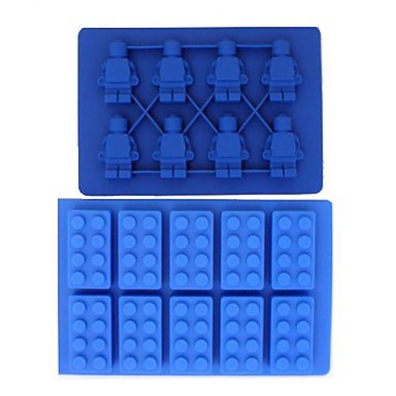 Brick & MINI Robot Shaped FDA Silicon Ice Cube Tray Kits