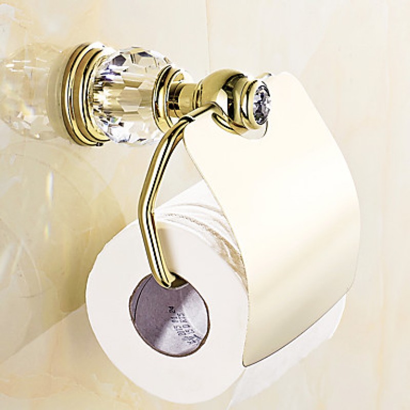 European Style Solid Brass Crystal Gold Bathroom Shelf Bathroom Toilet Paper Holders Bathroom Accessories