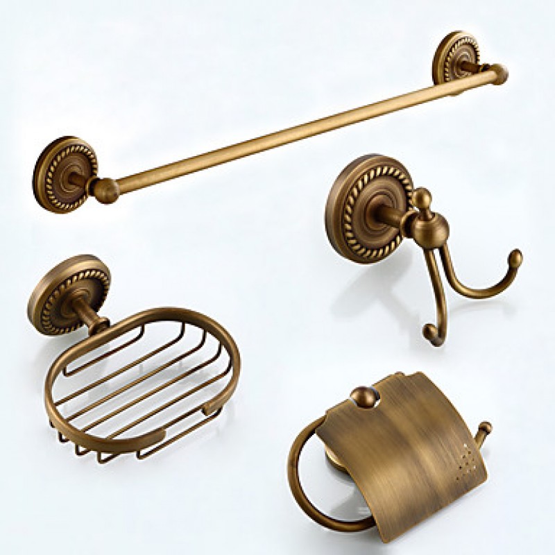 Bathroom Accessory Set / Towel Bar / Toilet Paper Holder / Robe Hook / Soap Dish / Towel Warmer / Antique Bronze