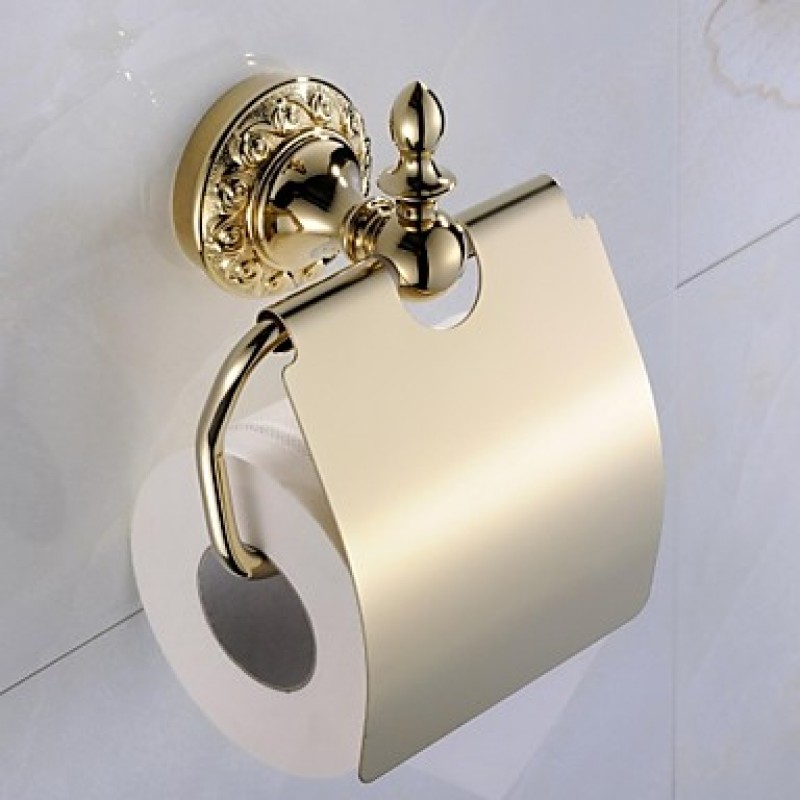 Toilet Paper Holder Ti-PVD Wall Mounted 13*6*17cm(5*2.3*6.7inch) Brass Antique