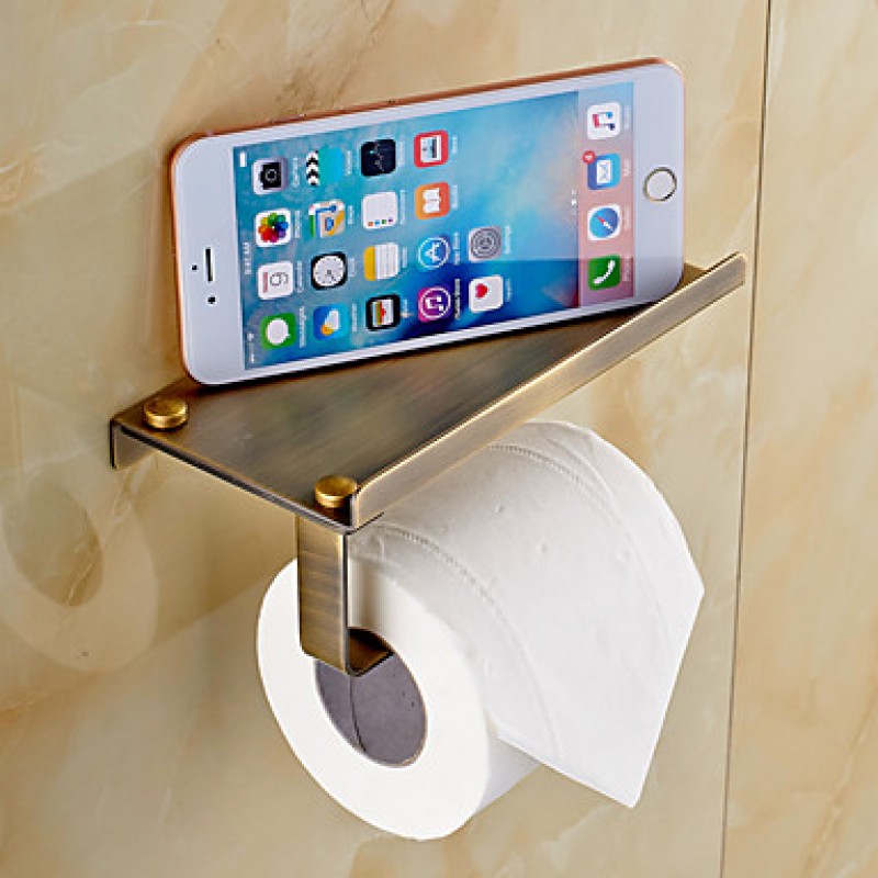 Polished Brass Finishing Solid Brass Material toilet paper holder bathroom mobile holder toilet paper holder