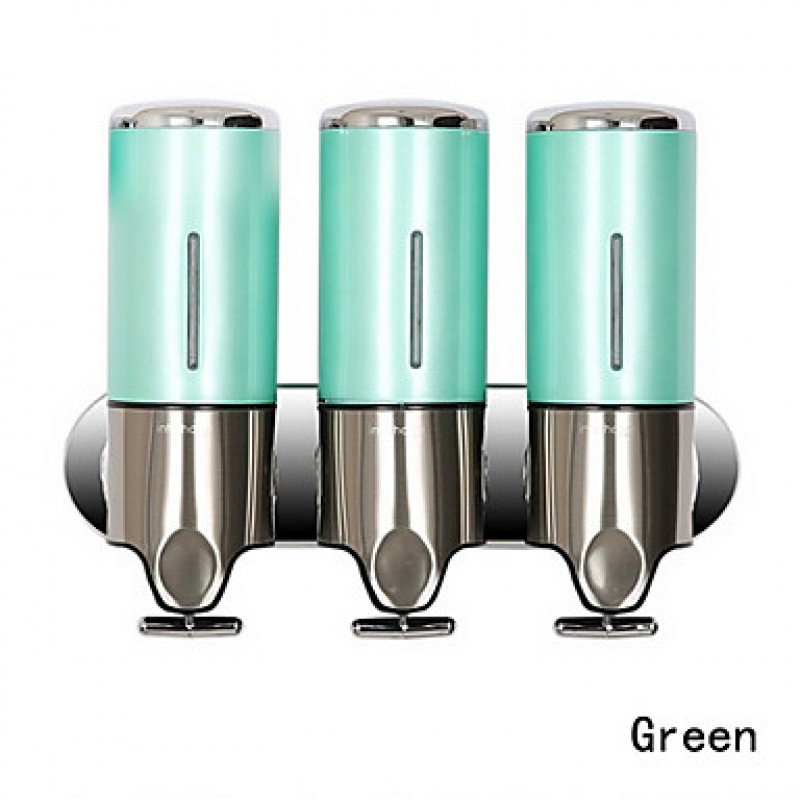 Set of 3 Wall-Mounted Bathroom and Kitchen Soap and liquid Dispenser Holder Stainless Steel