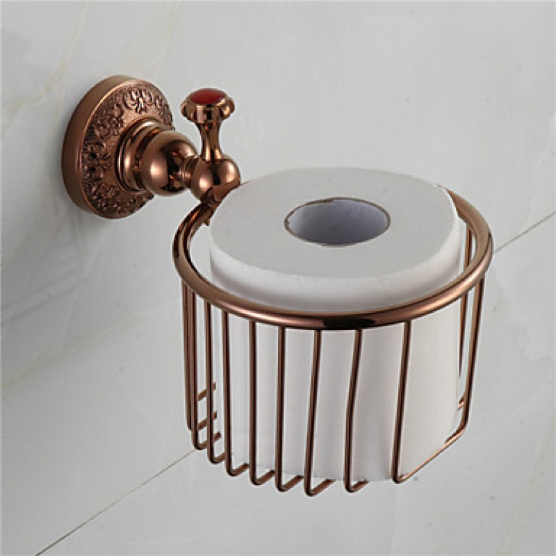 Red Bathroom Toilet Paper Holder , Traditional Antique Copper Wall Mounted